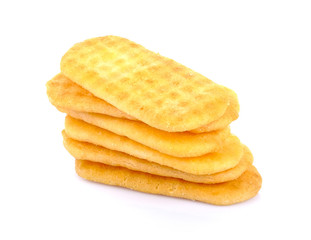 a pile of corn chips on a white background
