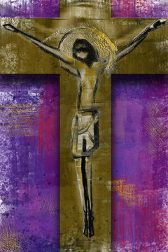 Jesus Christ on the cross - abstract artistic modern background