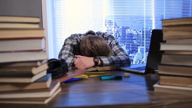 Student fell asleep during exam preparation