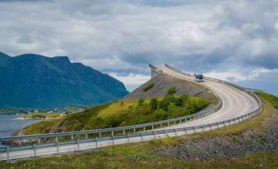 Wall murals Scandinavia Scenic Atlantic Road curved bridge, Norway.