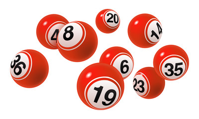 Vector Bingo / Lottery Number Balls Red Set on White Background