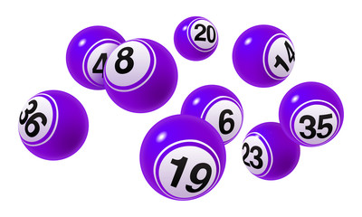 Vector Bingo / Lottery Number Balls Purple Set on White Background