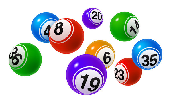 Vector Bingo / Lottery Number Balls Colorful Set on White Background