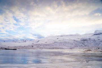 Beautiful wintry landscape around Grundarfjordur on Iceland