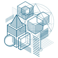 Abstract background with isometric lines, vector illustration. T