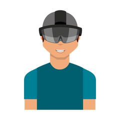 Person with augmented reality glasses vector illustration design