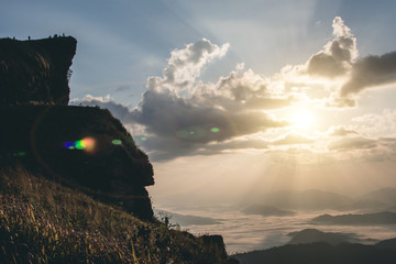 Sun rise. Mountain Phu Chi Fa Thailand.