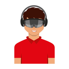 Person with augmented reality glasses vector illustration design