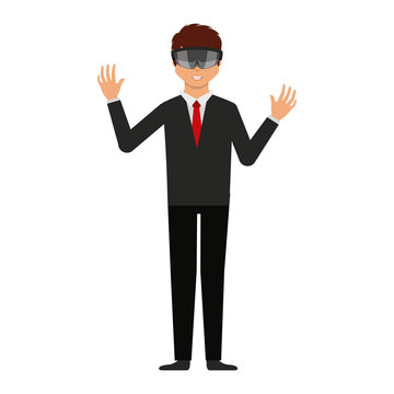 Person with augmented reality glasses vector illustration design
