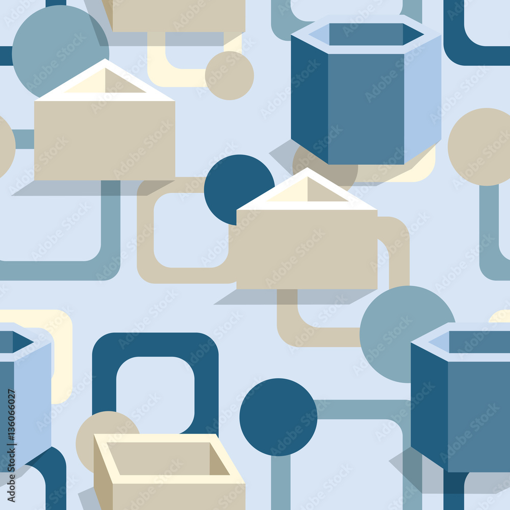 Poster Seamless texture with figures arranged in one another.