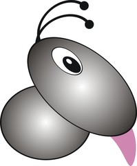 Design ant with his tongue hanging out.