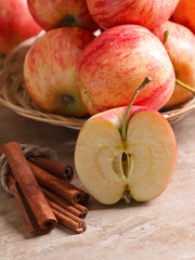 Juicy apples on a kitchen table