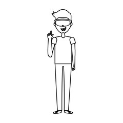 Person with augmented reality glasses vector illustration design
