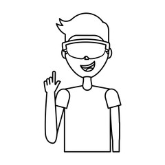 Person with augmented reality glasses vector illustration design