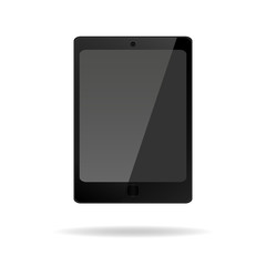 black tablet smartphone vector mockup, tablet realistic 3d template. isolated on white vector illustration
