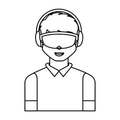 Person with augmented reality glasses vector illustration design