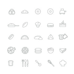 Icons with different pastry (Cakes, biscuits, sweets). © ductru