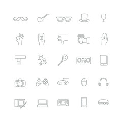 Icons with different hipster accessories.