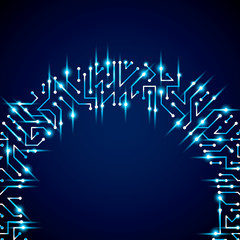 Vector digital technology background with circuit board elements