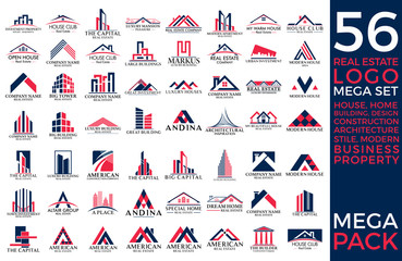 Mega Set and Big Group, Real Estate, Building and Construction Logo Vector Design Eps 10