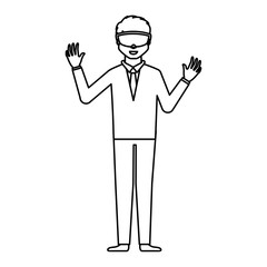 Person with augmented reality glasses vector illustration design