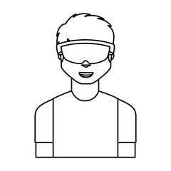 Person with augmented reality glasses vector illustration design
