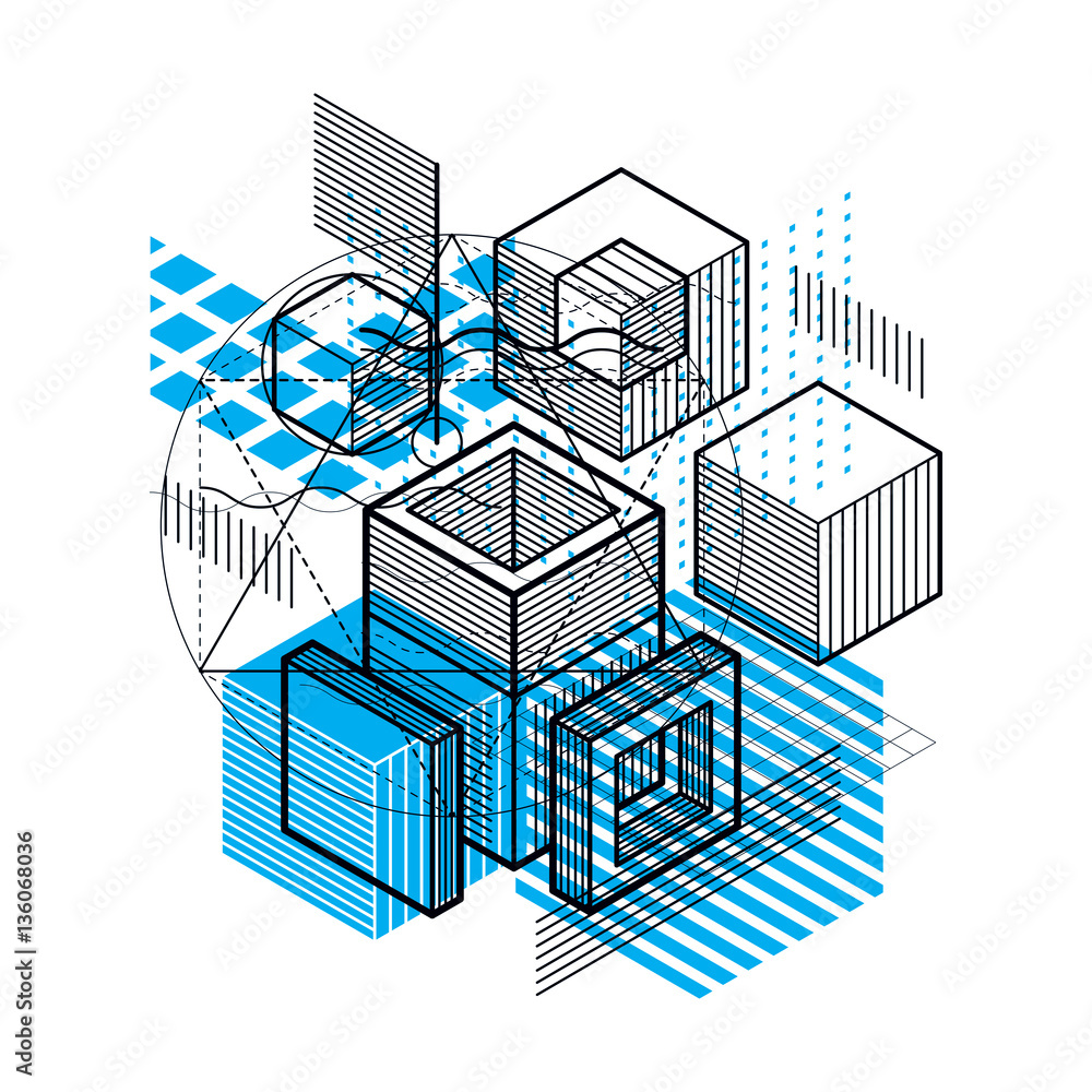 Aufkleber isometric linear abstract vector background, lined abstraction.