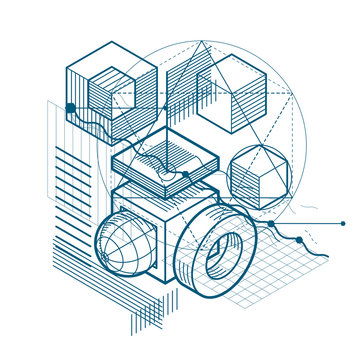 Abstract background with isometric lines, vector illustration. T