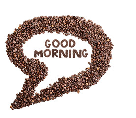 Isolated Coffee Bean Thought Bubble with Phrase Good Morning