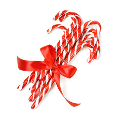 Candy canes on white background