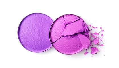 Round purple crashed eyeshadow for makeup as sample of cosmetics product
