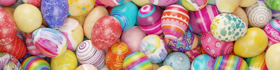 Fototapeta premium Bunte Ostereier zu Ostern als Hintergrund