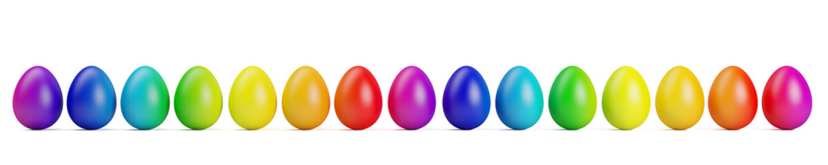 Ostereier Reihe zu Ostern in bunten Farben