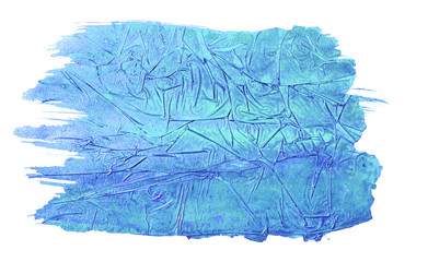Blue acrylic crumpled background. Abstract painted background