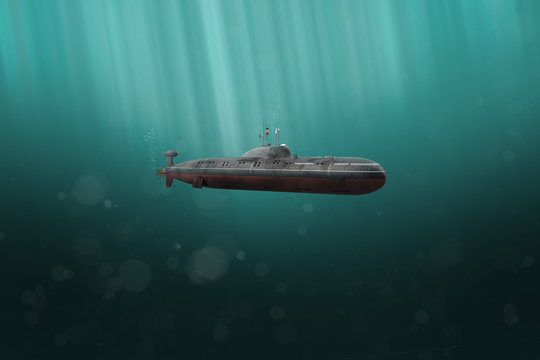 Milit&auml;risches U-Boot der Marine taucht
