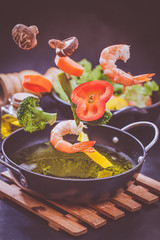 Vegetables in freeze motion