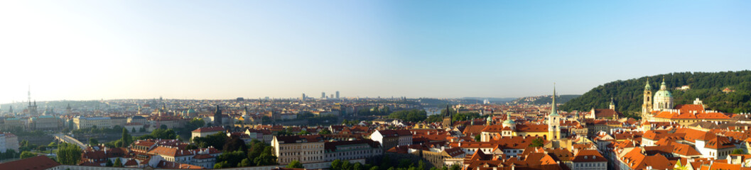 Prague city panorama at early morning, Czech Republic.