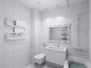 3d illustration of a design bathroom interior in classic style