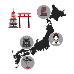 japan map landmark tourism icons vector illustration eps 10