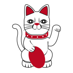 japanese lucky cat decorative symbol vector illustration 