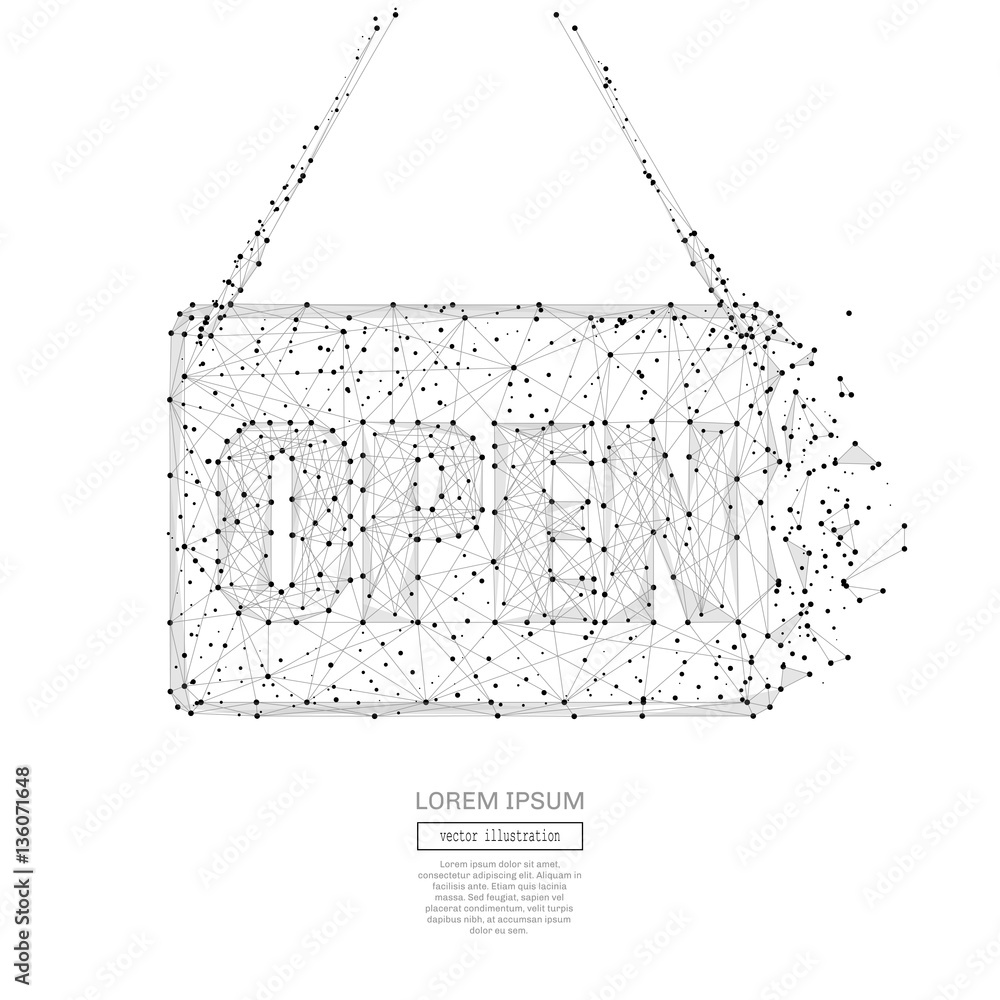 Aufkleber Abstract open book polygonal, geometry triangle. Light connection structure. Low poly vector background. Business concept