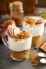 Yogurt and applesauce parfait with granola