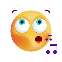 Fototapeta premium Cute Whisteling Emoticon on White Background . Isolated Vector Illustration 