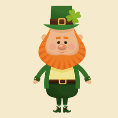 leprechaun standing with suit hat clover vector illustration eps 10