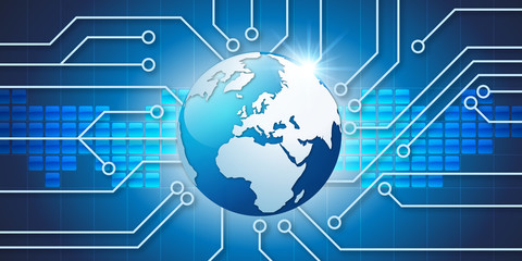 Fototapeta premium Informatique - technologie - terre - communication - globe - connexion