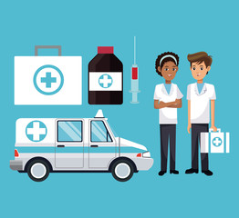 staff ambulance kit medicine vector illustration eps 10