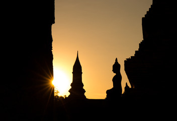 Buddha Statue at Wat Mahathat, buddha temple, in Sukhothai Histo