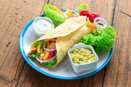 mexican tortilla wrap with chicken breast