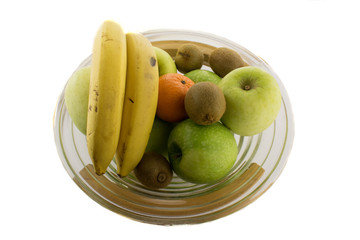 Bawl full of different fruits on the white background