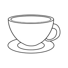 coffee cup cappuccino plate thin line vector illustration eps 10